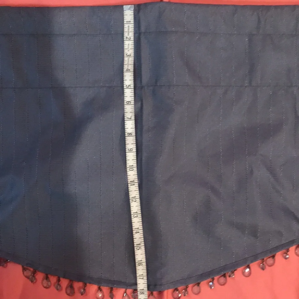 Curtain Valance Gray with Beaded Bottom